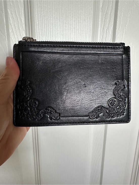 Alexander McQueen Accessories - Alexander McQueen Black Embossed Leather Card with Wallet